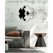 Artroya - 3d Artı Küp Metal Duvar Tablosu - Ev Duvar Dekorasyonu - 50 X 50 - Cm -Siyah - Deco-119
