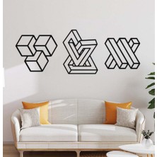 Artroya - Modern Cute Set Metal Duvar Tablosu - Ev Duvar Dekorasyonu - 150 X 50 - Cm -Siyah - Deco-140