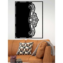 Artroya - Çiçeksi Oriantel Metal Duvar Tablosu - Ev Duvar Dekorasyonu - 70 X 53 - Cm -Siyah - Deco-136