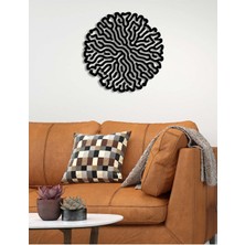 Artroya - Brain Circle Metal Duvar Tablosu - Ev Duvar Dekorasyonu - 60 X 60 - Cm -Siyah - Deco-069