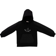 Zeyland Kız Çocuk Reglan Kollu Baskı Detaylı Kapitoneli Sweatshirt - Siyah