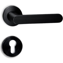 Soho Polo Serisi Kapı Kolu Seti Yuvarlak Rozetli Siyah Yale Tipi