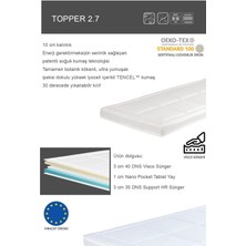 Topper 2.7 - Serinletici Soğuk & Tencel™ Kılıflı Nano Paket Yaylı Visco Yatak Pedi - Yıkanabilir