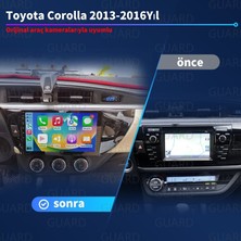 Toyota Corolla 2013-2016 Android Kablosuz Carplay Navigasyon Multimedya 10 Inch Ekran 4g Ram + 32GB Hafıza Çerçeveli ve arka görüş kameralı