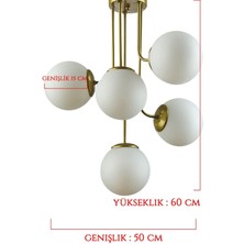 EYS Aydınlatma Venom Modern Tasarım Globe Camlı Beşli Avize