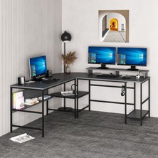 Minar Greta Köşe Masa Set (Led Işıklı) - Antrasit
