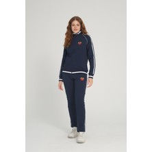 Kadın Sportswear Lacivert Fermuarlı Uzun Kol Eşofman Cepli Takım - 7663