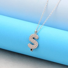 Barış Takı 925 Ayar Gümüş Pırlanta Taşlı Ş Harfli Inci Kolye