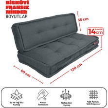 Xpermate Bisküvi Minder Petek Önü Palet Üstü Minderi Fransız Minder Bank Ve Bahçe Minderi 60x120x14 Cm Antrasit