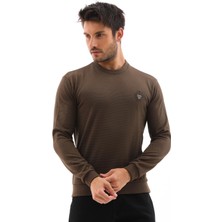 Piyera Erkek Haki Renk Mare Jaker Kumaş Bisiklet Yaka Uzun Kollu Sweatshirt - 7656