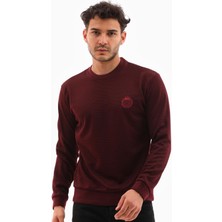 Piyera Erkek Vişne Renk Mare Jaker Kumaş, Bisiklet Yaka Uzun Kollu Üst Sweat - 7656