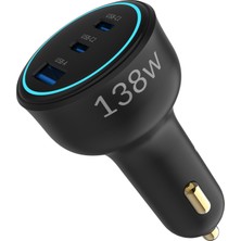 Juo 138W 3 Portlu Type-C + Usb-A Araç Şarj Aleti Pd 3.0 & Qc 4.0 Hızlı Araç Içi Şarj Cihazı