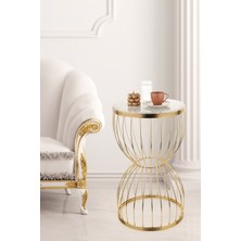 Begüsa Venezia Sehpa Gold Kaplama Mermer Ahşap