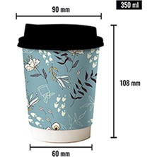 Kuzey Yıldızı Cup 14 Oz Double Wall  Mint Yeşili Siyah Kapaklı Karton Bardak 100 Adet