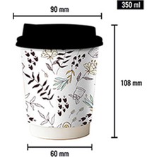 Kuzey Yıldızı Cup 14 Oz Double Wall Beyaz Mint Desen Siyah Kapaklı Karton Bardak 25 Adet