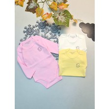 Bebekler Için 3 Adet Uzun Kol Alttan Çıtçıtlı Body Zıbın Bebek Hazırlıkları