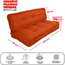 Xpermate Bisküvi Minder Petek Önü Palet Üstü Minderi Fransız Minder Bank ve Bahçe Minderi 60X120X14 cm Kremit