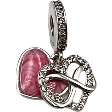 Defne Silver Pembe Kalp Sonsuzluk Charm