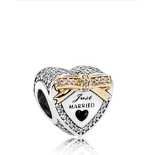 Defne Silver Yeni Evli Kalp Charm (Just Married)