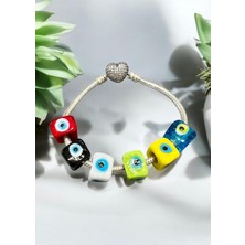 Defne Silver Beyaz Gözlü Murano Cam Charm