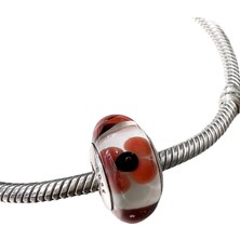 Defne Silver Turuncu Çiçekli Murano Charm