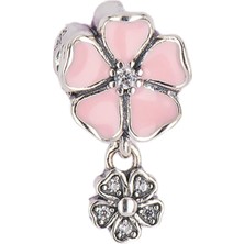 Defne Silver Pembe Çiçek Charm