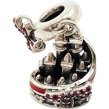 Defne Silver Sallantılı Pembe Fiyonklu Şato Charm
