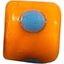 Defne Silver Turuncu Silindir Murano Cam Charm