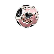 Defne Silver Pembe Kalp Taşlı Küre Charm