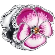 Defne Silver Pembe Menekşe Charm