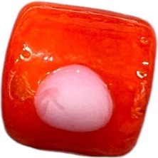 Defne Silver Kırmızı Silindir Murano Cam Charm