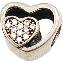Defne Silver Gold Figürlü Kalp Charm