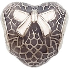 Defne Silver Pembe Kurdeleli Kalp  Charm