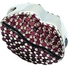 Defne Silver Pembe Taşlı Dudak Charm