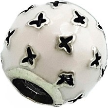 Defne Silver Kelebek Pembe Küre Charm