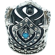 Defne Silver Taç Charm Mavi Taşlı