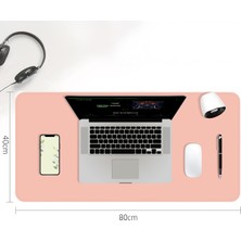 KlasseGear Çift Renk Deri Mousepad Laptop Bilgisayar Için 80X40 cm Pembe ve Gri