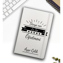 Öğretmenler Günü Temalı Kişiye Özel Defter & Bambu Tabaklı Fincan & Beyaz Kupa & Kalem