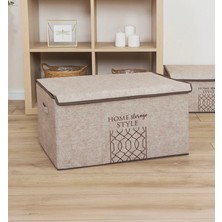 Silkyra Elegance Keçe Kapaklı Mega Plus Kutu Hurç,organizer 57*41*31 Cm, Krem Renk