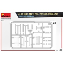 Miniart 7.5 cm Sprgr., Nbgr. & Pzgr.  Patr. Kw.k.40 (Stu.k.40)  Mermiler ve Cephane Kutuları