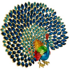 Taru Pasaj Kristal Taş Süslemeli Metal Tavus Kuşu Mücevher Kutusu – Şık ve Zarif Dekoratif Aksesuar