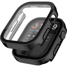 Techmaster Apple Watch 6 7 8 9 44MM 45MM Uyumlu Rubber Kasa Ekran Koruyucu 360 Kılıf Kapak