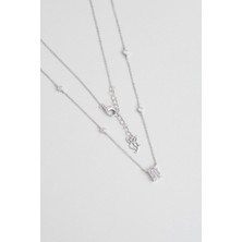 So CHIC Minimal Baget 18 Ayar Beyaz Altın Kaplama 45 Cm Gümüş Kolye
