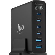 Juo 240W Gan Pd 3.1 Masaüstü Hızlı Şarj Cihazı 4 Type-C + 2 Usb-A iPhone & MacBook & Laptop Uyumlu Şarj Aleti