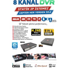 J-TECH J-O8DVR 8 KANAL H.265+ 5MP DESTEKLİ XMEYE AHD+TVI+CVI+ IP+ANALOG (HIBRIT) KAYIT CİHAZI