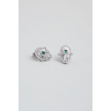 So CHIC Fatma Ana Eli 18 Ayar Beyaz Altın Kaplama Gümüş Küpe