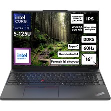 Lenovo Thinkpad E16 G2 Ultra 5-125U 40-Gbddr5 512 Gbssd Intel Graphics 16" Wuxga Freedos Taşınabilir Bilgisayar 21MA003MTX BT12