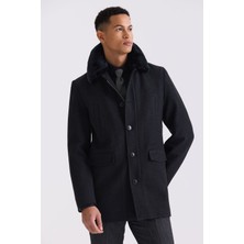 Jakamen Siyah Regular Fit Yan Cep Erkek Kaban