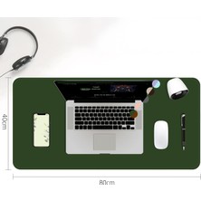 Klassegear Çift Renk Deri Mousepad Laptop Bilgisayar Için 80X40 cm Koyu Yeşil ve Taba