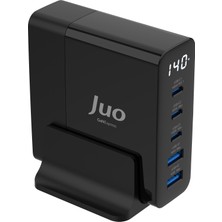 Juo 140W Gan Pd 3.1 Masaüstü Hızlı Şarj Cihazı 3 Type-C + 2 Usb-A iPhone & MacBook & Laptop Uyumlu Şarj Aleti